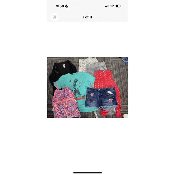 Girls Size 10-12 Clothing Bundle – 7-Piece Lot Tops Pants Shorts Romper – Hearts - Picture 2 of 12